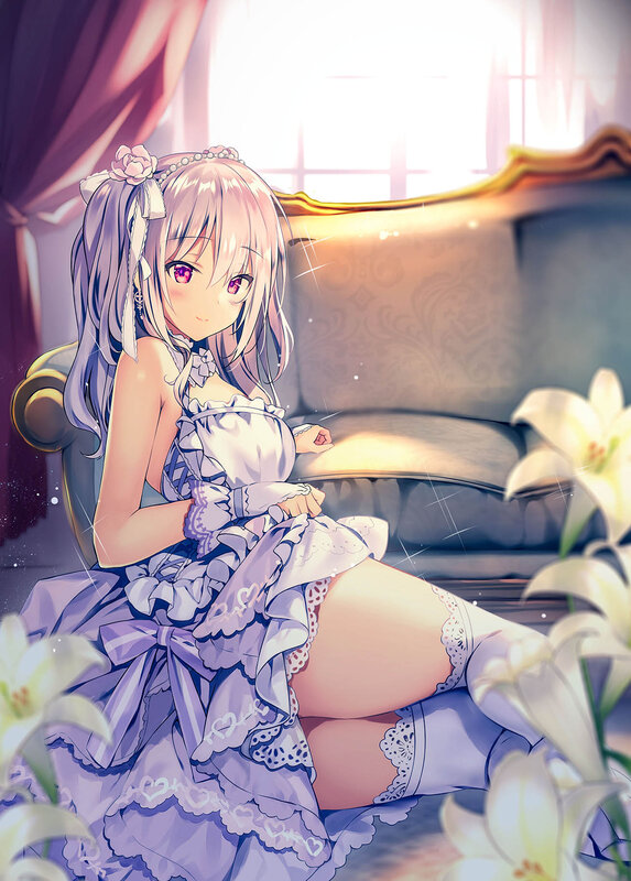 Anime Girl in Dress — Purple, Serene, Afternoon
