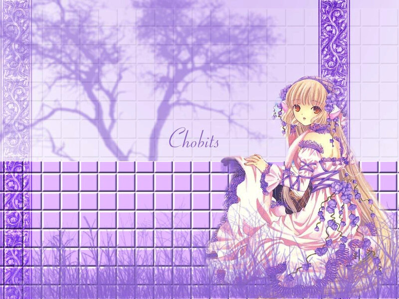 Anime Girl in Dress — Purple, Serene, Tree