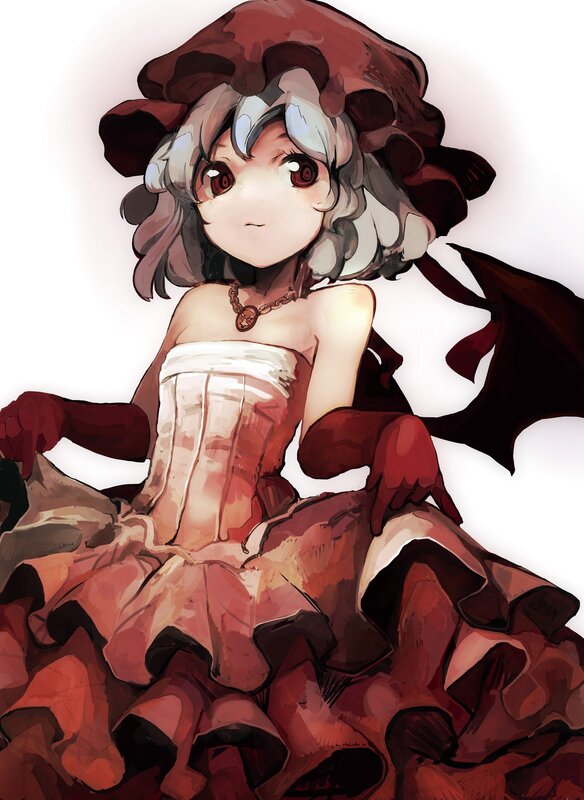 Anime Girl in Dress — Red, Calm, Digital Art