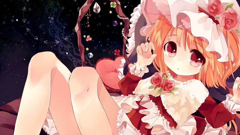 Anime Girl in Dress — Red, Dreamy, Night
