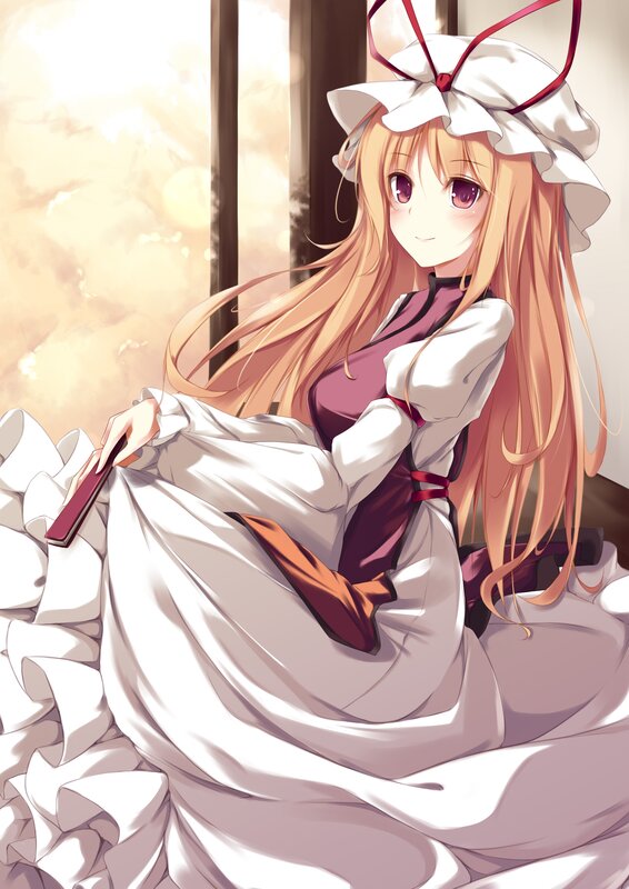 Anime Girl in Dress — White, Calm, Afternoon, Hat