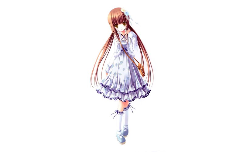 Anime Girl in Dress — White, Calm, Digital Art