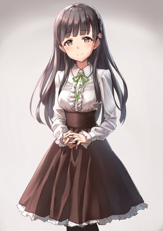 Anime Girl in Dress — White, Calm, Flower