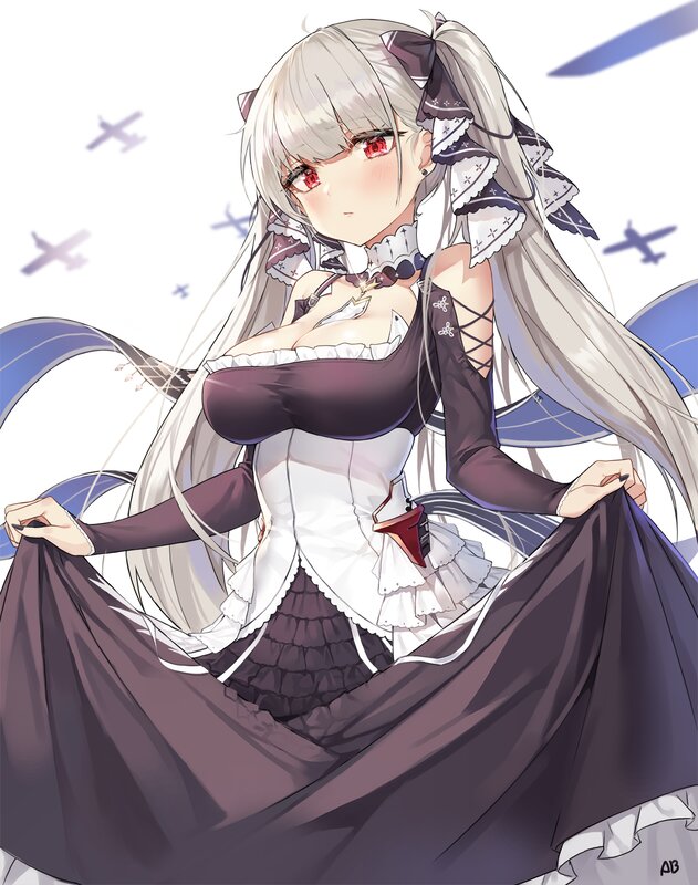 Anime Girl in Dress — White, Dramatic, Digital Art, Airplanes