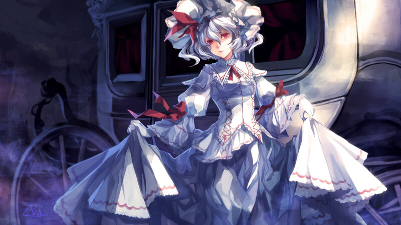 Anime Girl in Dress — White, Dramatic, Night
