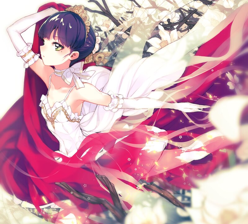 Anime Girl in Dress — White, Dramatic, Spring
