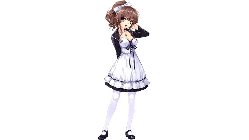 Anime Girl in Dress — White, Neutral, White Tights