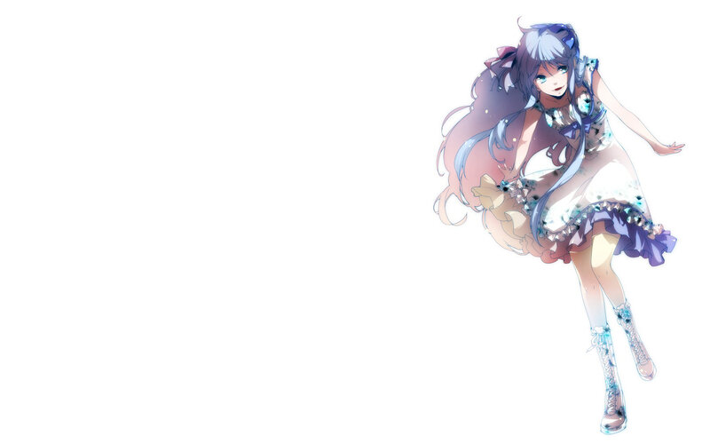 Anime Girl in Dress — White, Playful, Boots