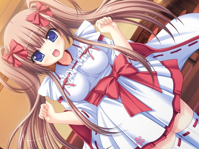 Anime Girl in Dress — White, Playful, Bows