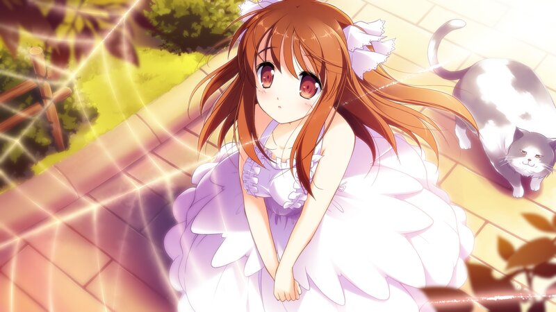 Anime Girl in Dress — White, Serene, Afternoon