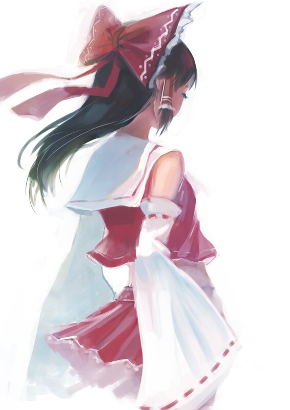 Anime Girl in Dress — White, Serene, Digital Art, Bow