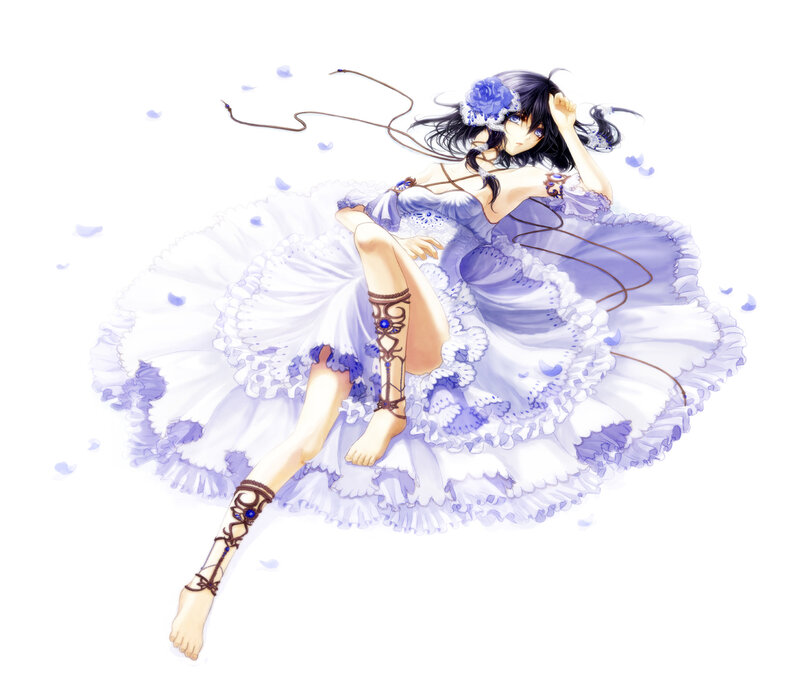Anime Girl in Dress — White, Serene, Digital Art