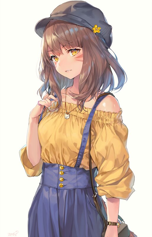 Anime Girl in Dress — Yellow, Calm