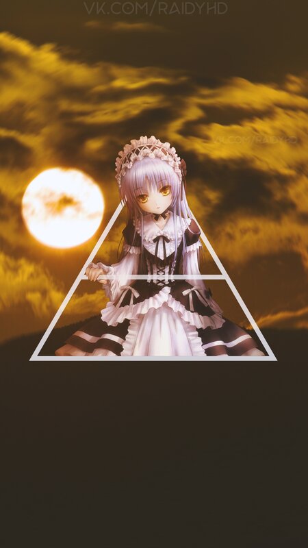 Anime Girl in Dress — Yellow, Dramatic, Night, Digital Art