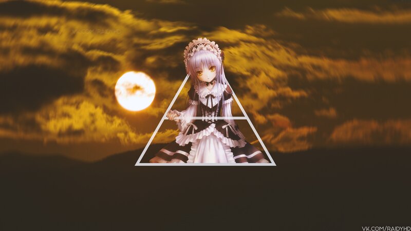 Anime Girl in Dress — Yellow, Dramatic, Night