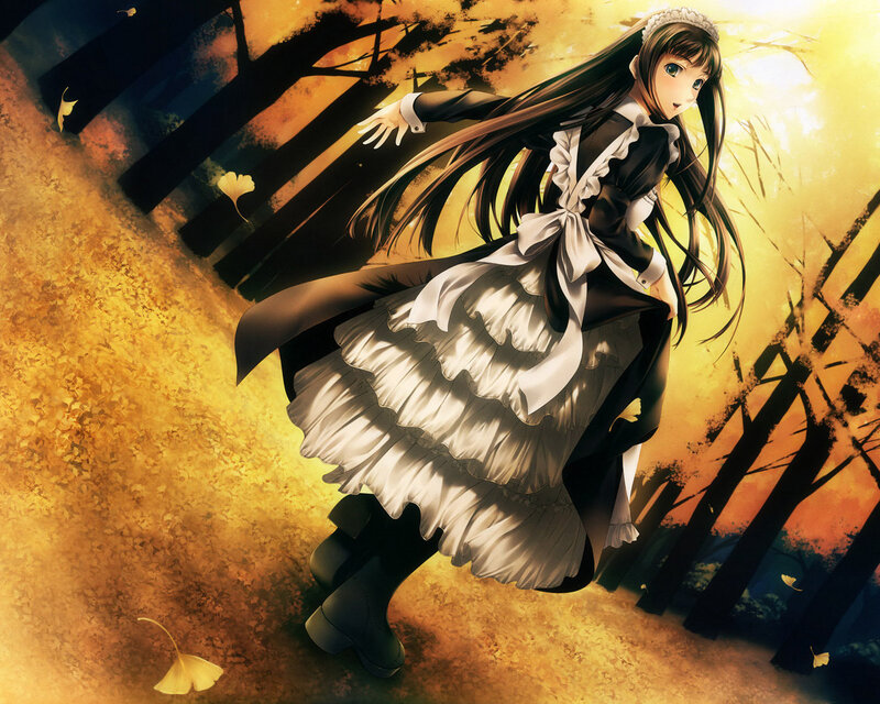 Anime Girl in Dress — Yellow, Dramatic
