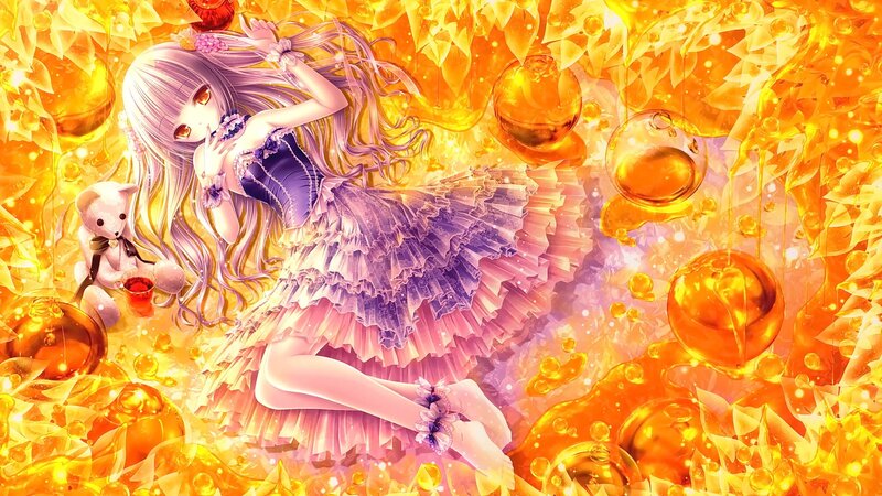 Anime Girl in Dress — Yellow, Dreamy