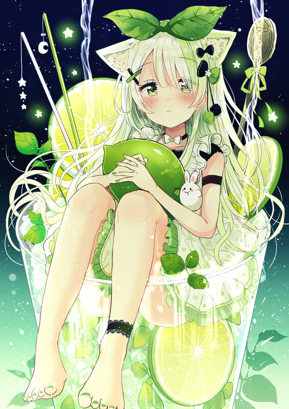 Anime Girl in Drink — Green