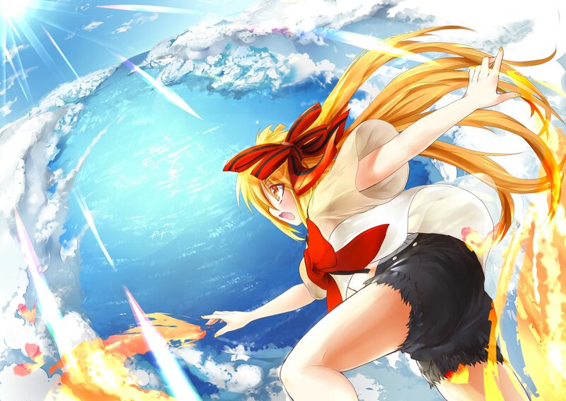 Anime girl in dynamic action pose