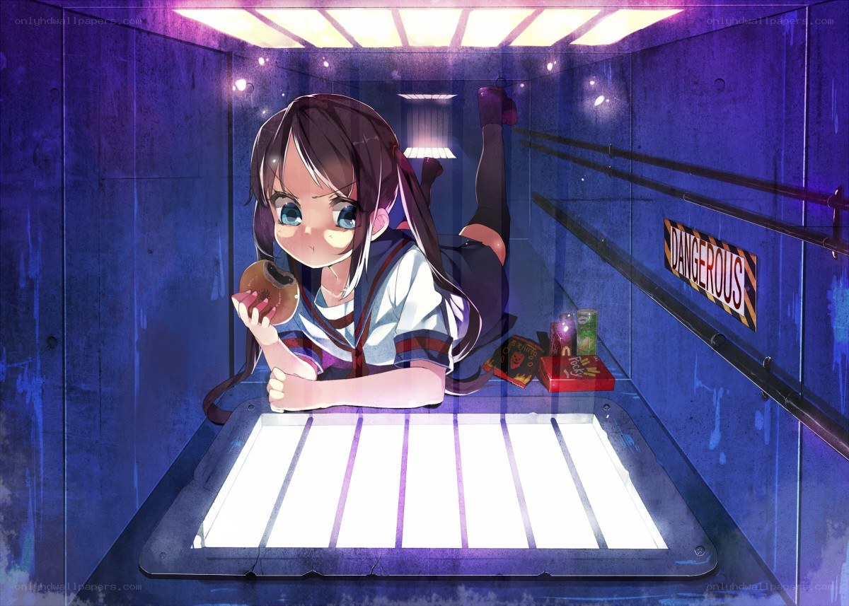 anime girl in elevator