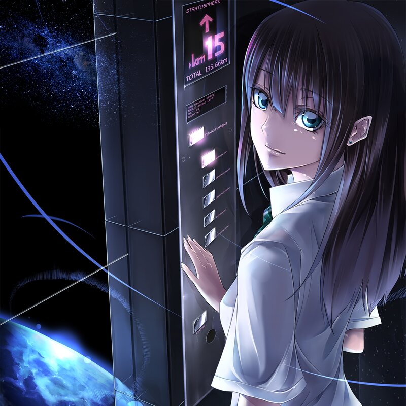 Anime Girl in Elevator — Blue