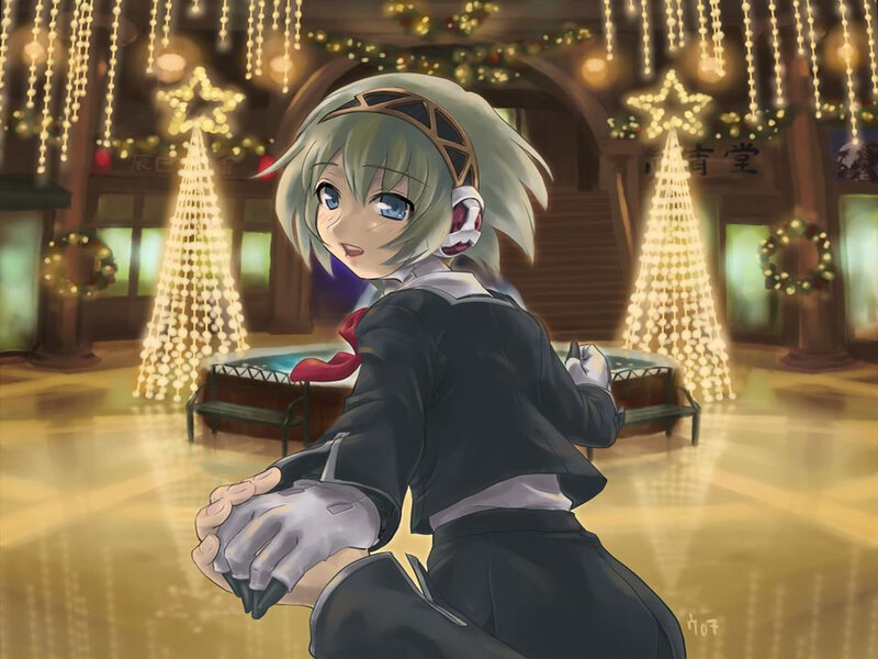 anime girl in festive hall