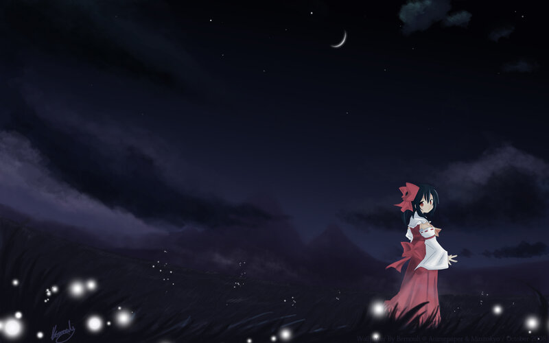 Anime Girl in Field — Black