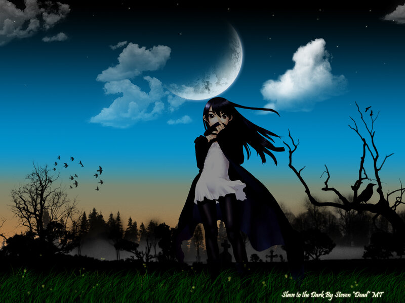 Anime Girl in Field — Blue, Dramatic