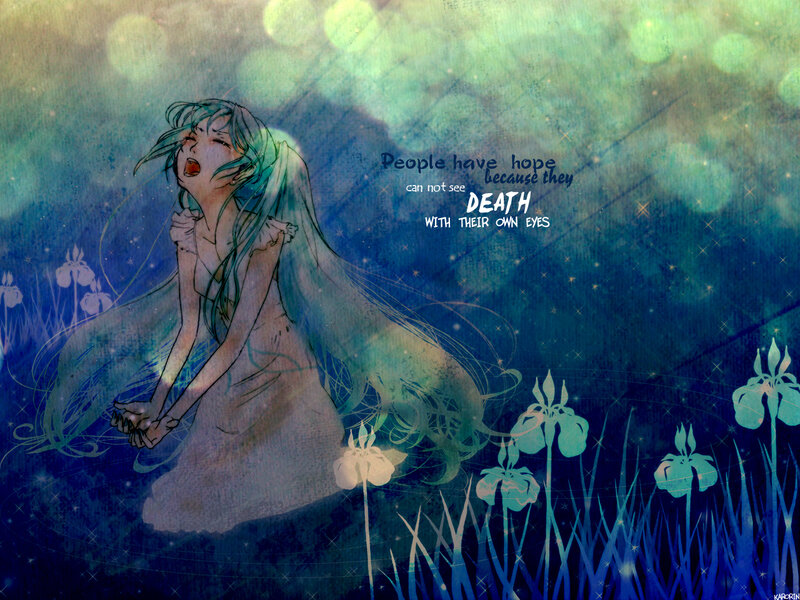 Anime Girl in Field — Blue, Dreamy