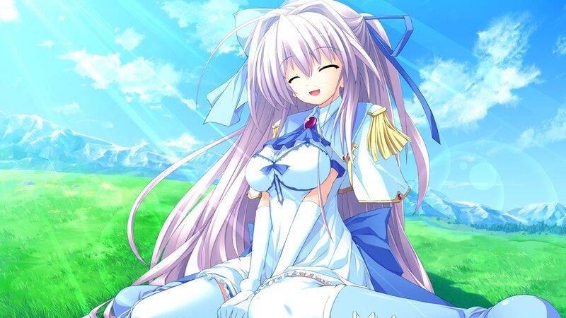 Anime Girl in Field — Green, Serene, Afternoon, Grass