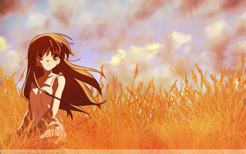 Anime Girl in Field — Orange, Serene