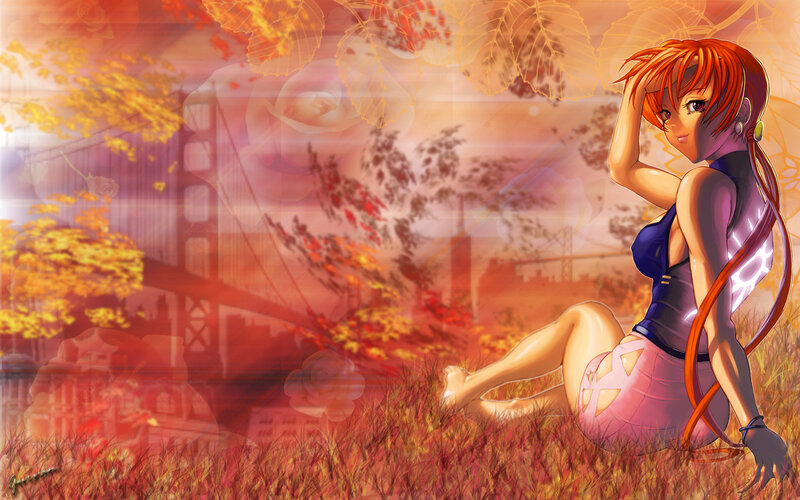 Anime Girl in Field — Orange