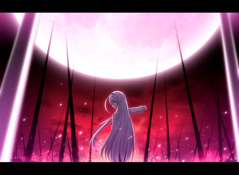 Anime Girl in Field — Pink, Dramatic, Night