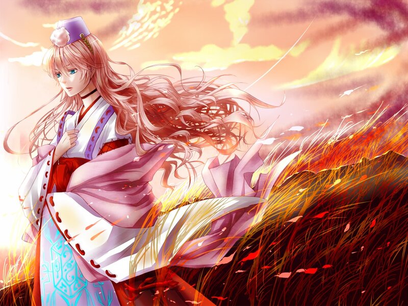Anime Girl in Field — Pink, Dramatic