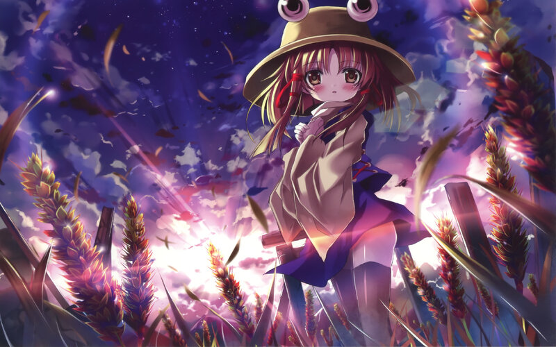 Anime Girl in Field — Purple, Dramatic, Night