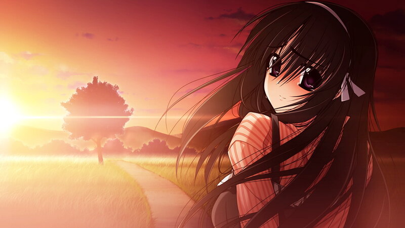 Anime Girl in Field — Red