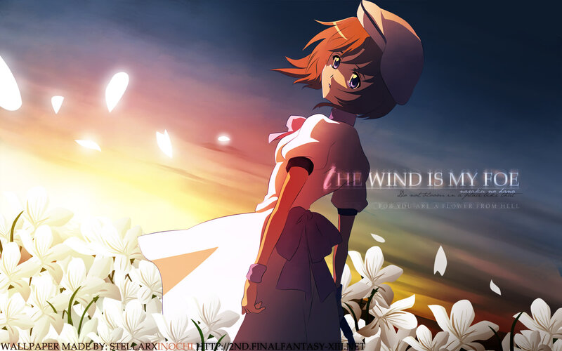 Anime Girl in Field — White, Dramatic