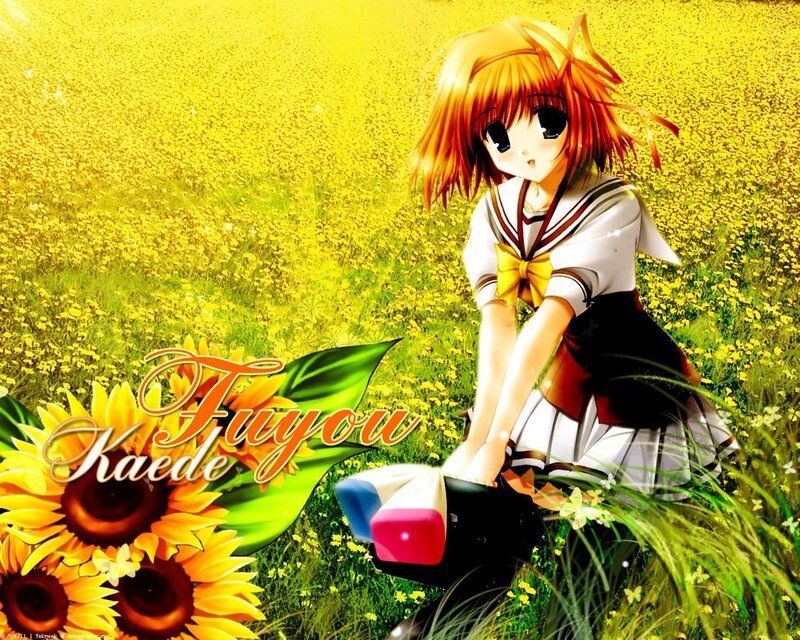 Anime Girl in Field — Yellow, Serene