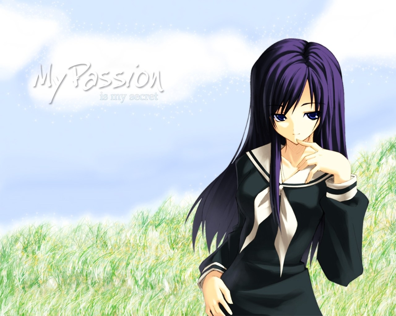 anime girl in field