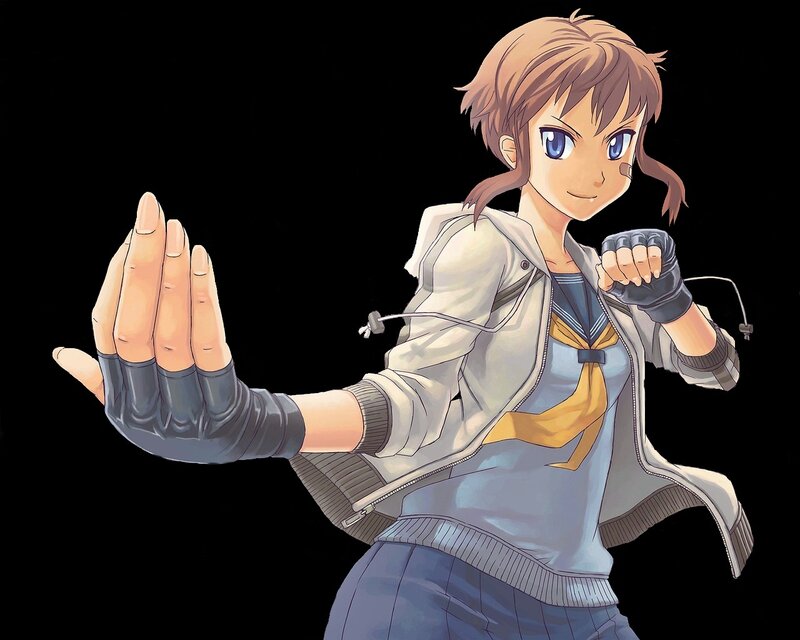 Anime Girl in Fighting Pose — Black