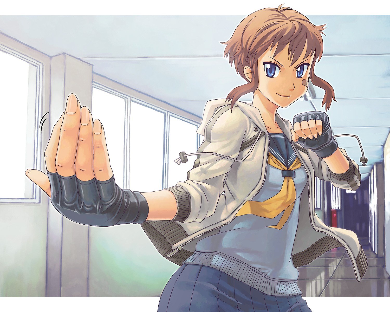 anime girl in fighting stance