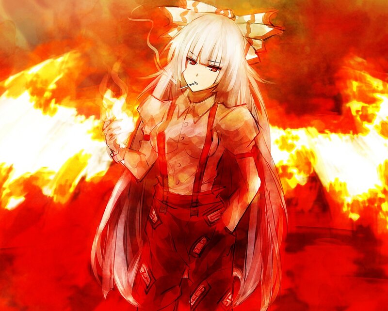 Anime girl in fire