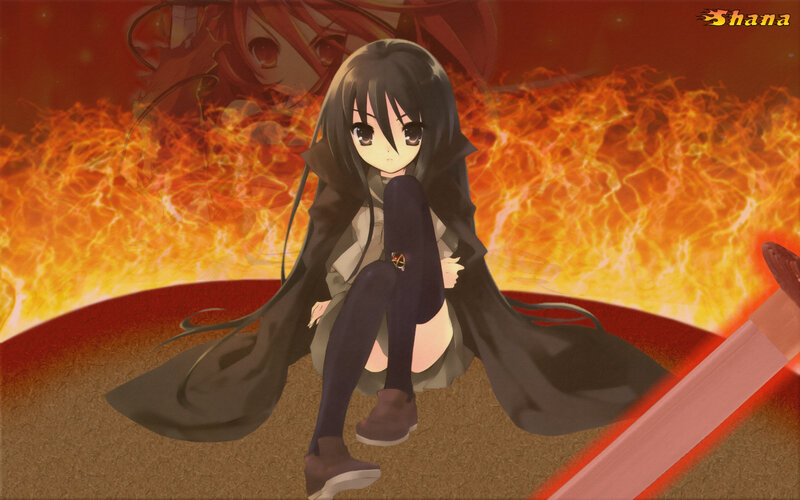 anime girl in fire