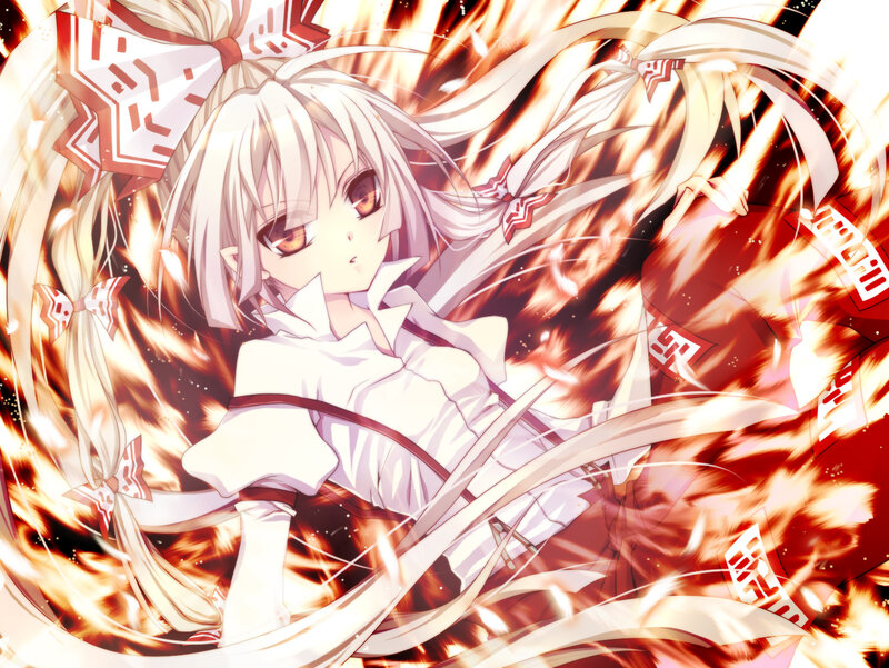 anime girl in fire