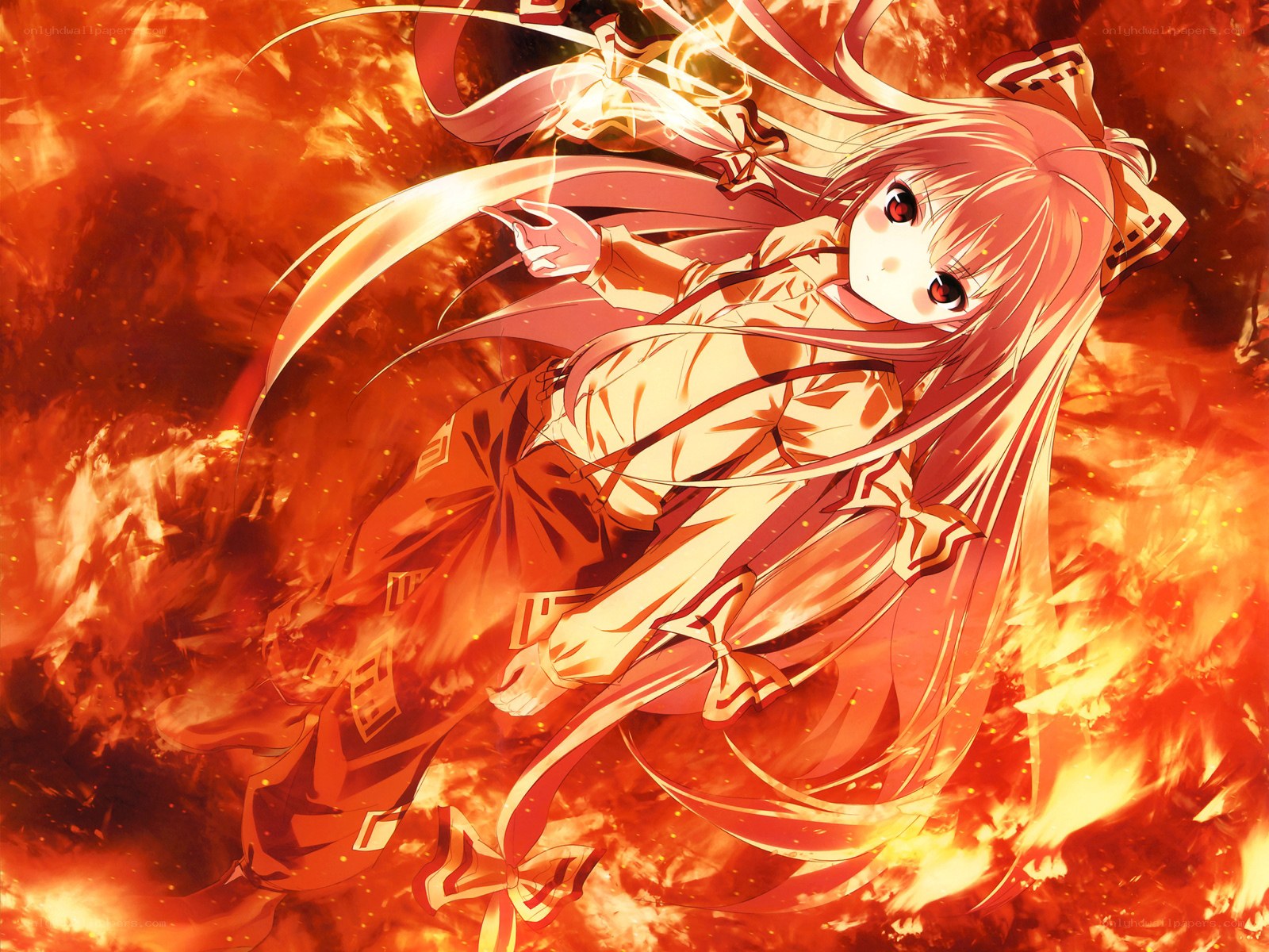 anime girl in fire