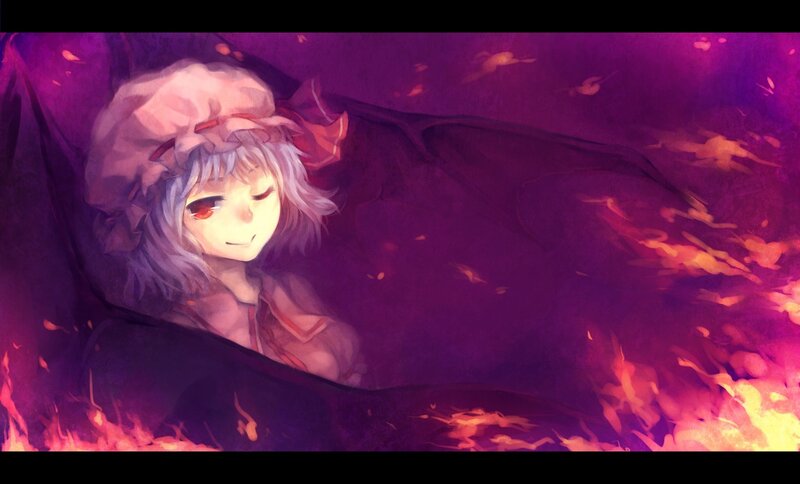 Anime girl in fire