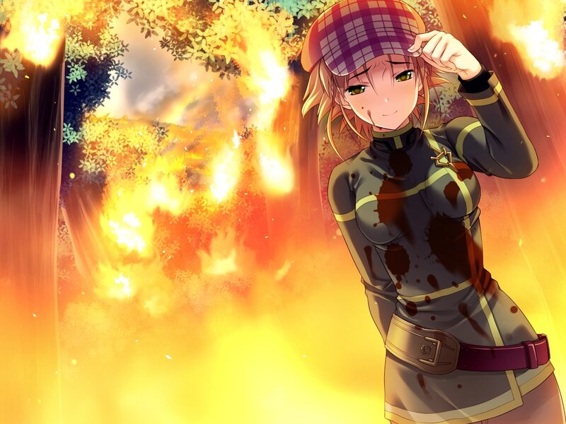 Anime girl in fire
