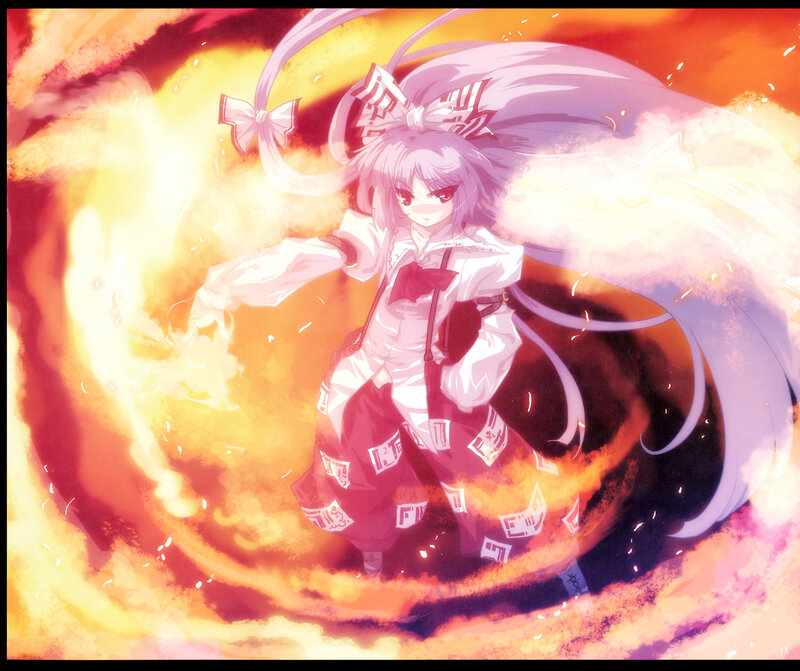Anime girl in fire storm