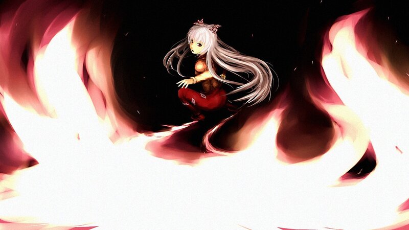 Anime girl in fire tunnel