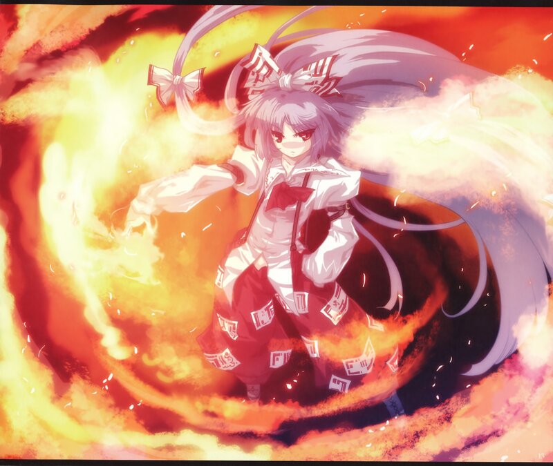 Anime girl in fire vortex